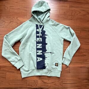 Vienna Light and Dark Blue Drawstring Hoodie Size Large